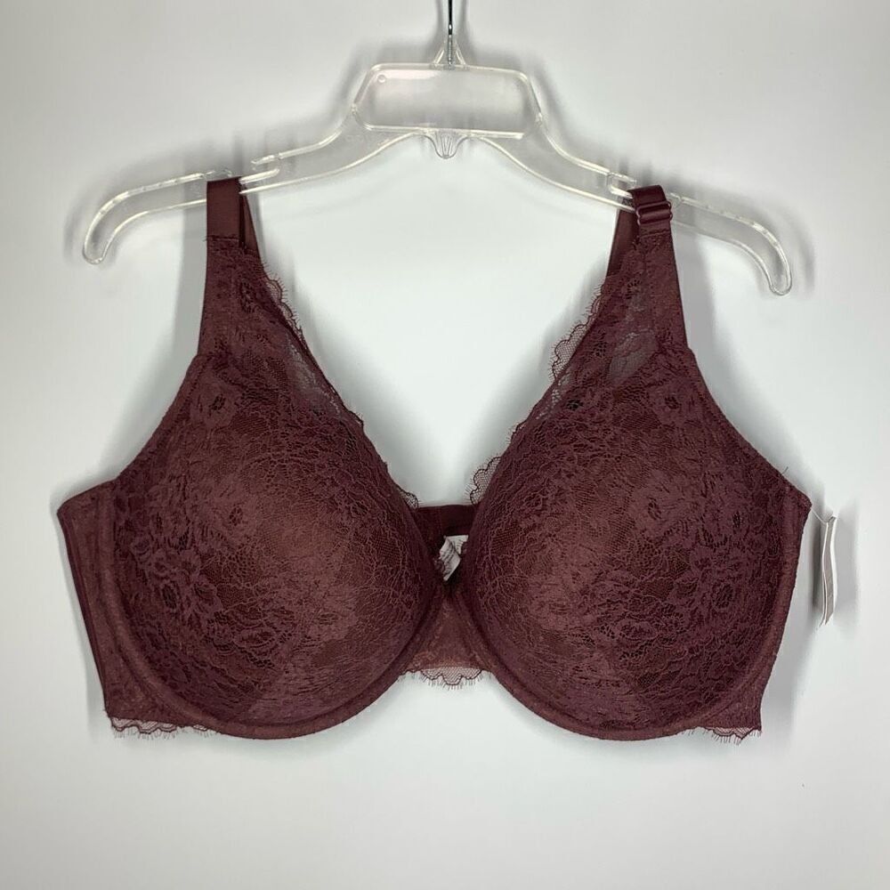 Auden Women's The Sublime Plunge Coverage Push-Up Bra Burgundy Mist Size 34D NWT